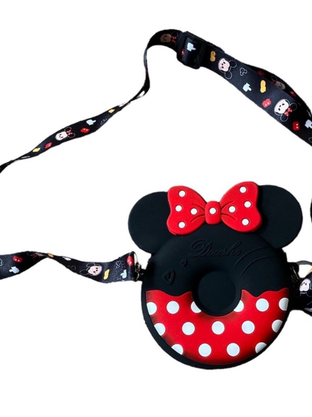 Minnie Mouse Silicone Crossbody Purse Black Red Polka Dot Disney Style Bag
